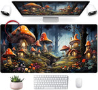 Cute Anime Mushroom Desk Pad Floral Desk Mat, XXL Large Extended Mousepad by Mechanical+Cattle