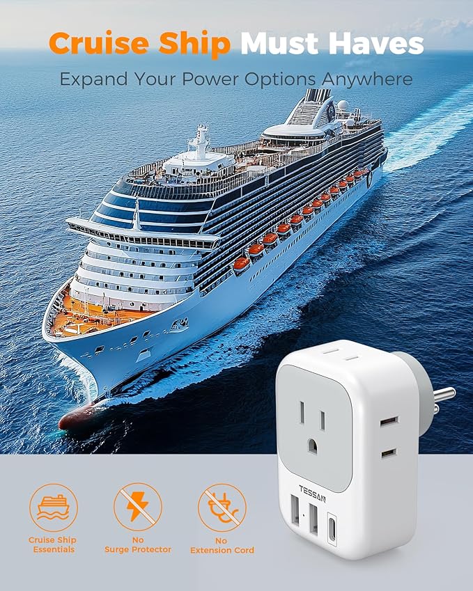 TESSAN Israel Adapter Plug 2 Pack, 7 in 1 US to Israel Power Adapter - Image 7
