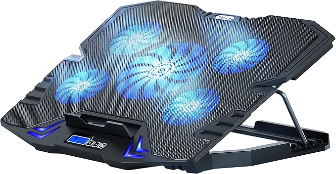 TopMate C5 12-15.6 inch Gaming Laptop Cooler Cooling Pad | 5 Quiet Fans and LCD by TopMate