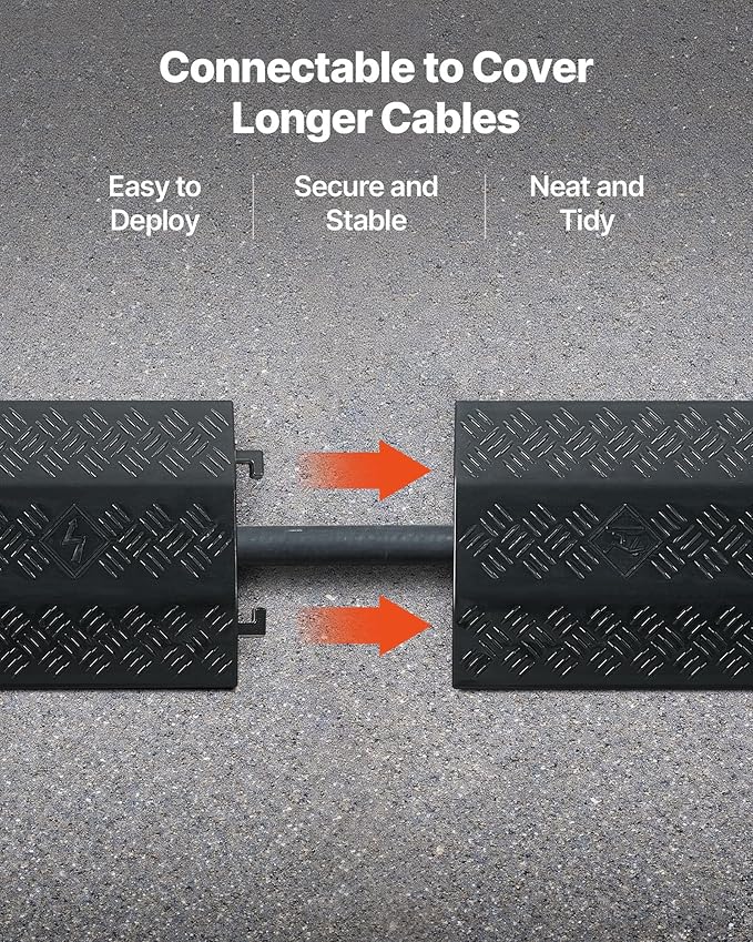 VEVOR 2 Pack Drop Over Cable Cover, 2 Channel Heavy Duty Cable Hose Protector - Image 6