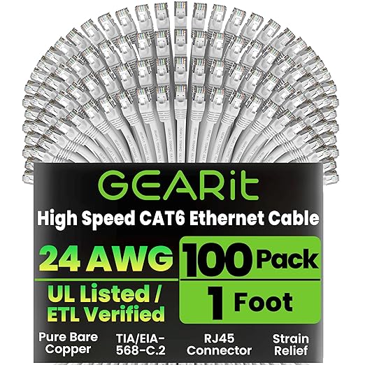 GEARit Cat 6 Ethernet Cable Cat6 Network Patch, Snagless Cord, Internet by GEARit