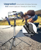 67‘’ Selfie Stick Travel Tripod, Extendable Tripod - Image 3