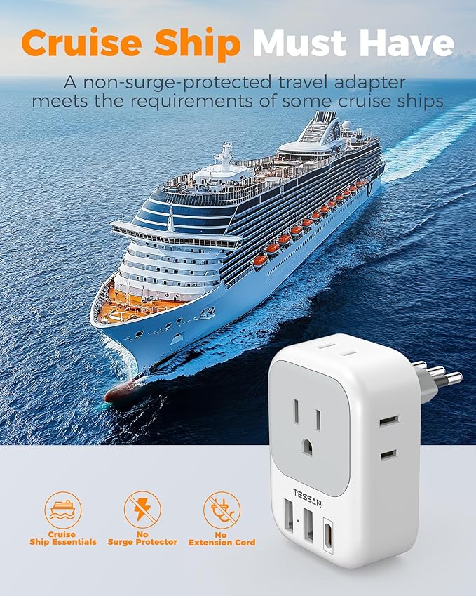 Italy Travel Plug Adapter 2 Pack, TESSAN Italy Power Adaptor - Image 7