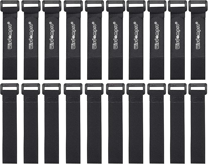 20 Pack 0.8 x 8 Inches Hook and Loop Reusable Fastening Cable Tie Down Straps by Wisdompro
