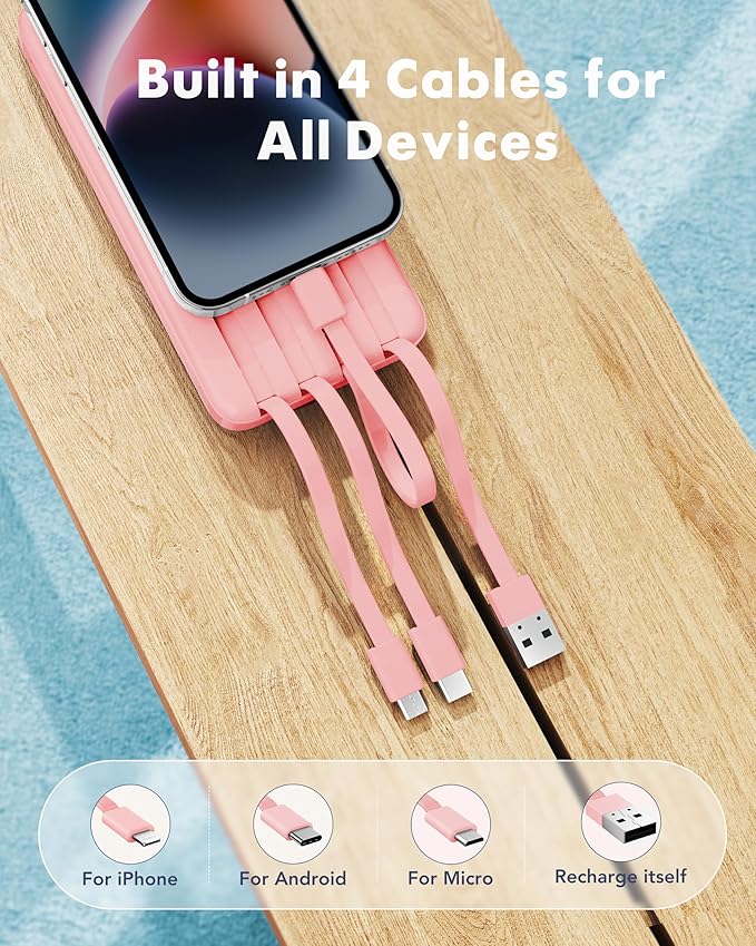 Charmast Portable Charger with Built in Cables, Power Bank with Cords Wires - Image 2