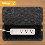 Handmade Cable Management Box, Imitation Rattan Cord Organizer Cord Hider Box - Image 2