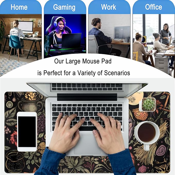 Desk Mat Botanical Witchery Mouse Pad Gaming Mat Dark Keyboard Mat, Long Mouse - Image 6