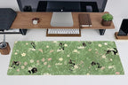 Cute Green Leaves Pink Flowers Mouse Pad Desk Pad Kawaii Anime Cat Desktop - Image 5