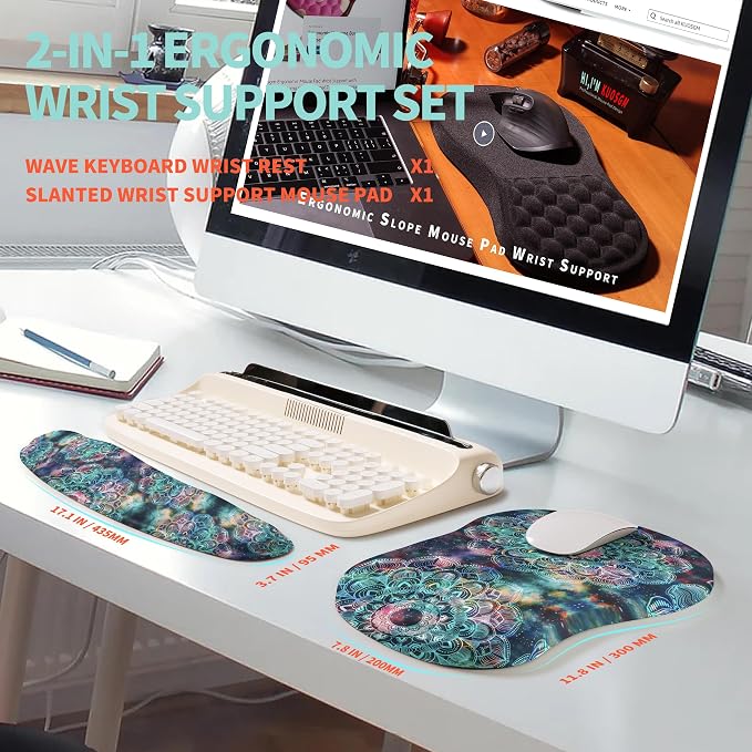 2-in-1 Ergonomic Set, Wave Rise Keyboard Wrist Rest and Massage Bulge Slope - Image 5