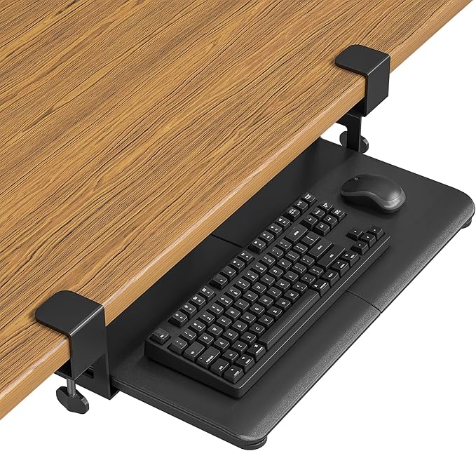BONTEC KMT01-PJ Under Desk Keyboard Tray, Pull-Out Keyboard & Mouse Platform by BONTEC
