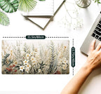 Beige Aesthetic Sage Desk Mat Cute Watercolor Flowers Mouse Pad Desk Pad - Image 2
