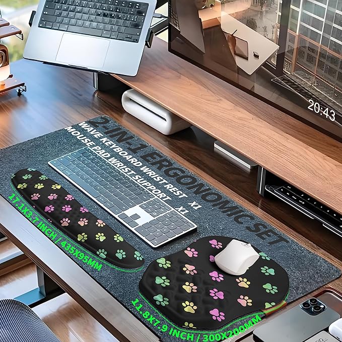 2-in-1 Ergonomic Set, Wave Keyboard Wrist Rest and Massage Slope Mouse Pad - Image 5