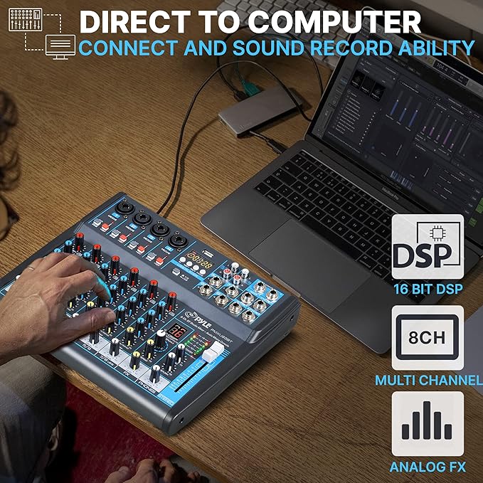 Pyle 8 Channel Bluetooth Studio Mixer - Image 4