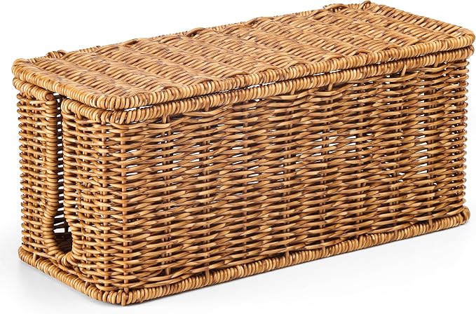 Handmade Cable Management Box, Imitation Rattan Cord Organizer Cord Hider Box - Image 6