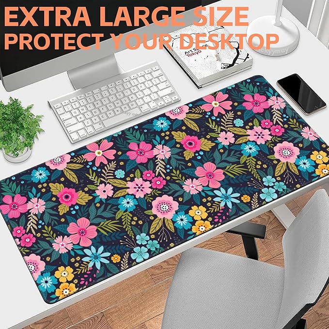 Mouse Pad Large Bright Colorful Flowers Non-Slip Game Desk Mat - Image 6
