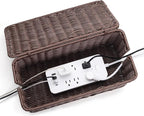 Large Cable Management Box, Handwoven Imitation Rattan Cord Organizer Cord - Image 5