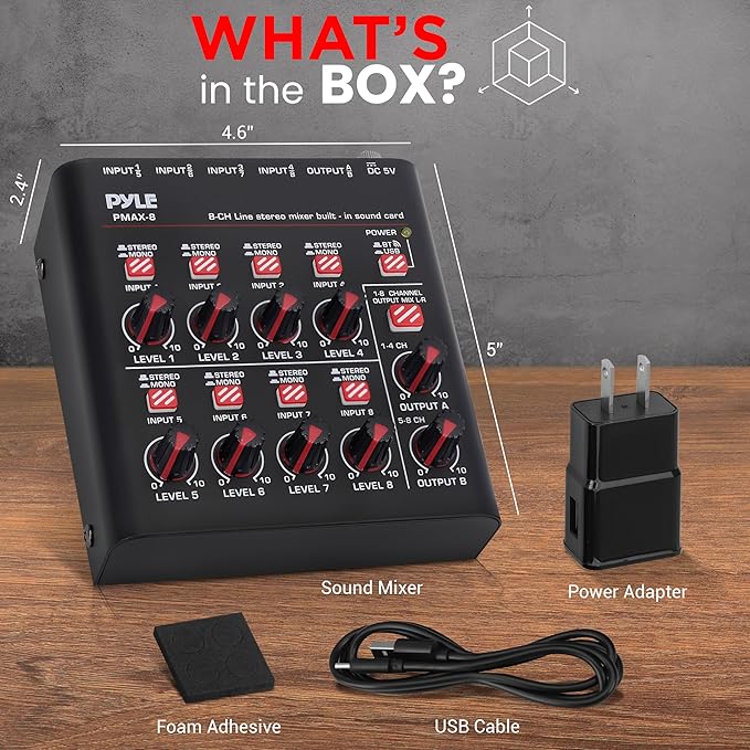 Pyle 8-Channel Wireless BT Streaming Mini Line Mixer - Image 7
