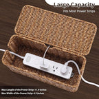 Handmade Cable Management Box, Imitation Rattan Cord Organizer Cord Hider Box - Image 2