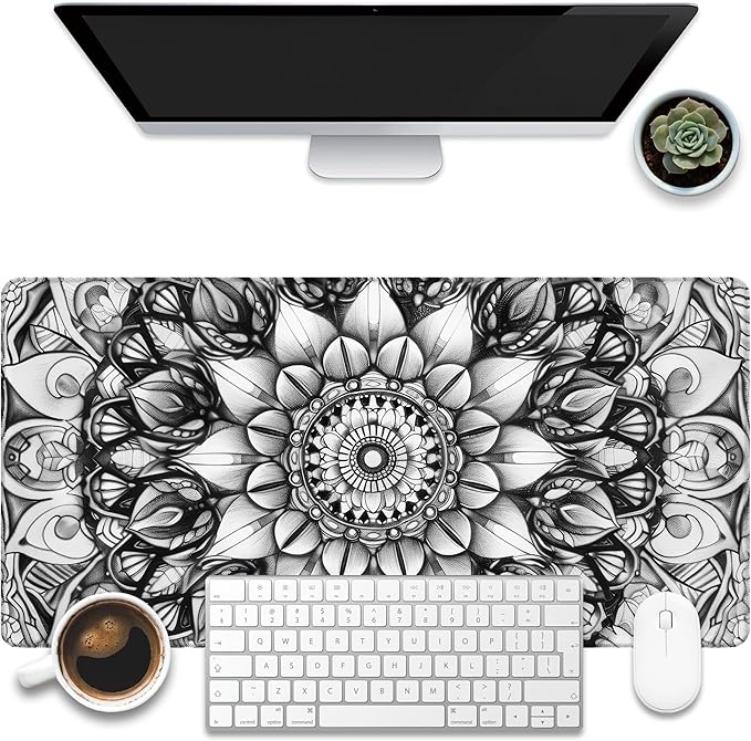 Large Gaming Mouse Pad for Desk, Mandala Flower Desk Pad, 31.5"x15.7" Extended by KOAIWPAE