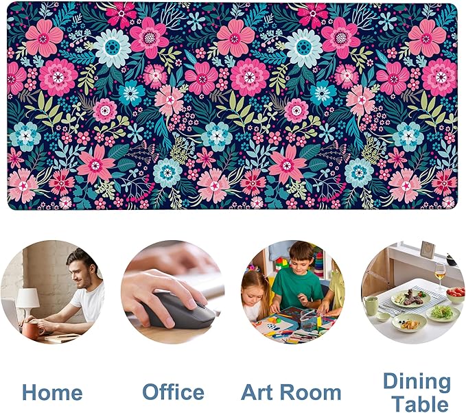 Colorful Flowers Gaming Mouse Pad 3mm Thick Stitched Edge Waterproof Non-Slip - Image 5