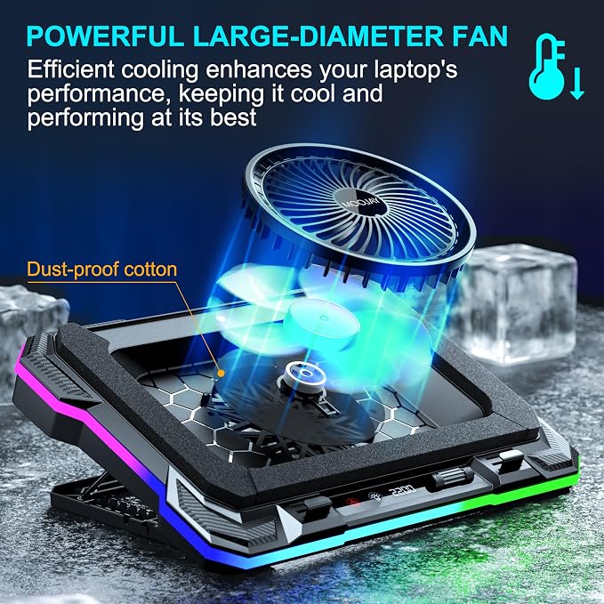 Laptop Cooling Pad Powerful Turbo Fan RGB Gaming Notebook Cooler, Moojay Laptop - Image 2