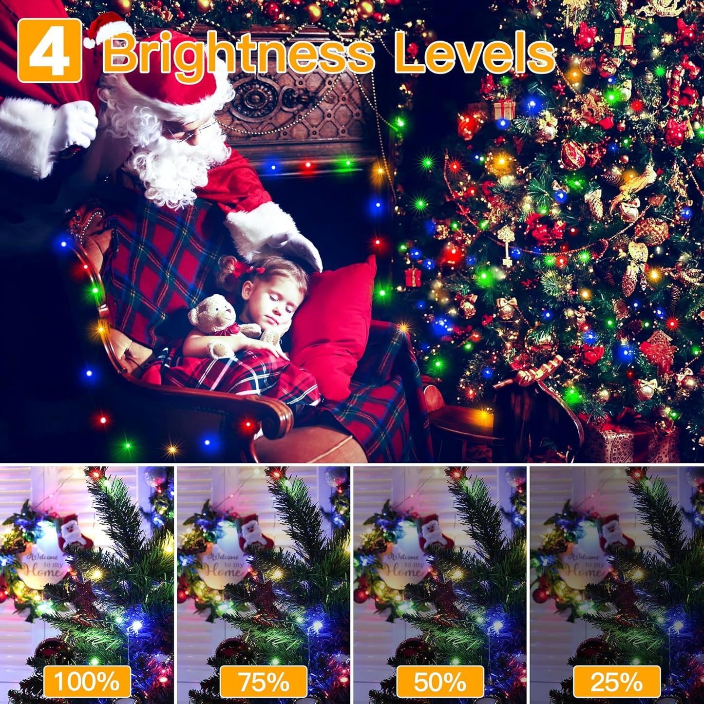 Ollny Christmas Lights 800 LED 262FT Plug in, IP67 Waterproof Green Wire Outdoor Christmas Lights with Remote, 8 Modes with Timer String Light for House Indoor Xmas Decorations Multicolored
