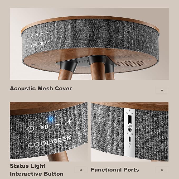 R1 Smart Side Table with Bluetooth Speaker & Wireless Charging - Image 4