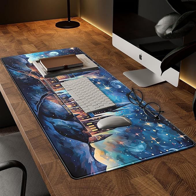 Blue Castle Desk Mat Aesthetic Cute Desk Pad, Extended Large Mouse Pad XXL - Image 2