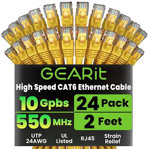 GearIT Cat 6 Ethernet Cable Cat6 Network Patch, Snagless Cord, Internet by GEARit