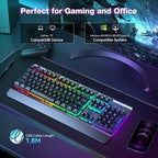 TECKNET Wired Gaming Keyboard, USB Wired Computer Keyboard, 15-Zone RGB - Image 5