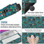 Sugar Skull Black Cats Gaming Mouse Pad 3mm Thick Stitched Edge Waterproof - Image 2