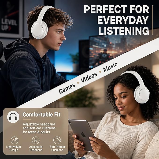 MIDOLA Bluetooth Headphones Over Ear 68H Playtime 6 EQ Wireless Headset - Image 8