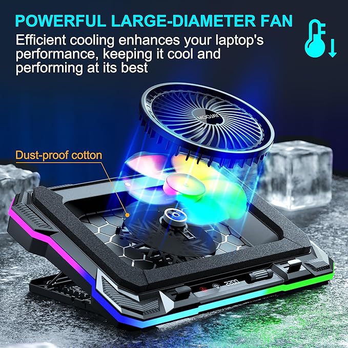 MOOJAY Laptop Cooling Pad Powerful Turbo Fan RGB Gaming Notebook Cooler - Image 2