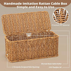 Handmade Cable Management Box, Imitation Rattan Cord Organizer Cord Hider Box - Image 5