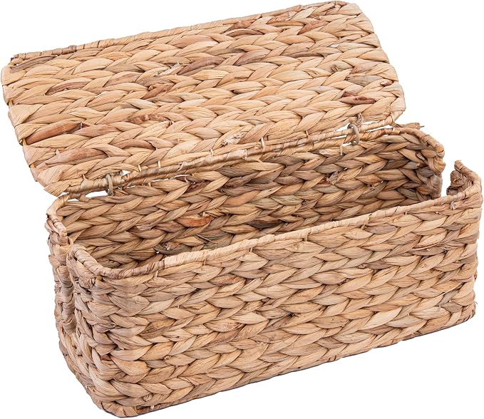 PEMAR Natural Wicker Cable Management Box, Cable Organizer, 2 Open Slots by PEMAR