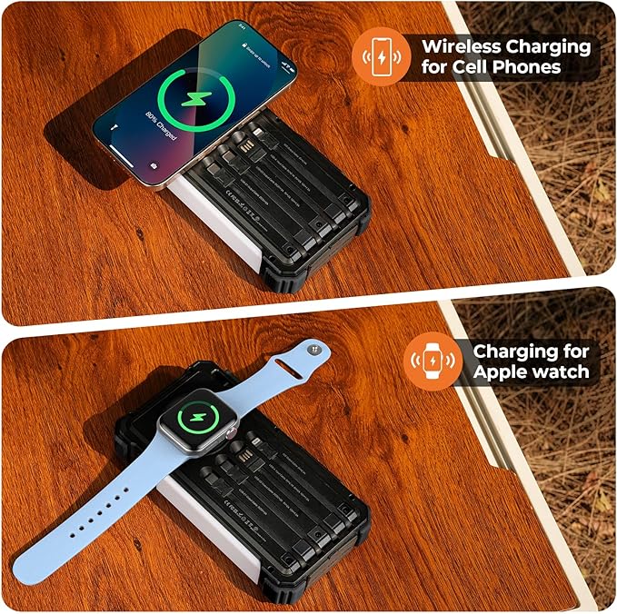 BLAVOR Solar Power Bank 20000mAh Built-in Cables, Wireless Charger - Image 4