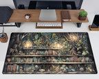 Forest Library Book Mouse Pad Desk Mat, Mystical Green Tree House XXL Extended - Image 5