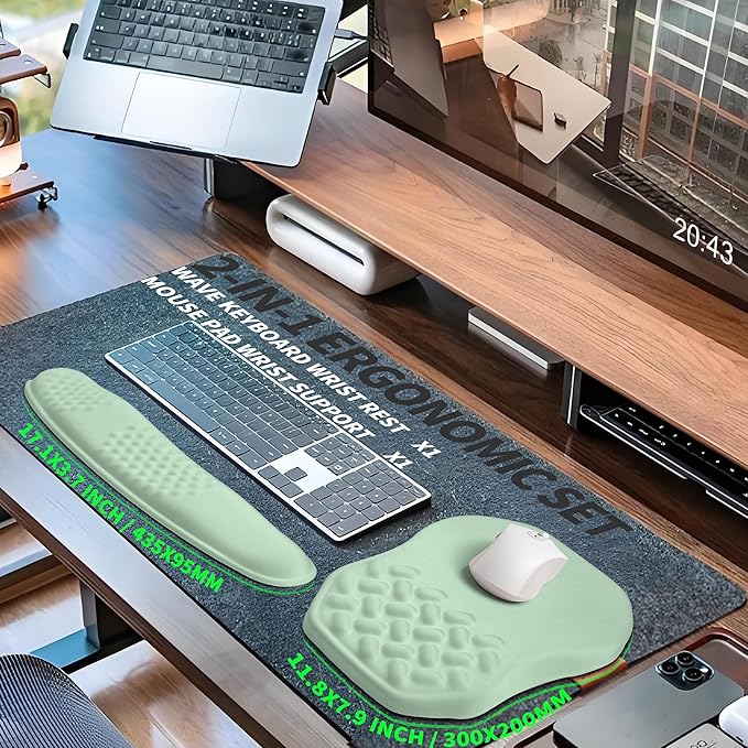 2-in-1 Ergonomic Set, Wave Keyboard Wrist Rest and Massage Slope Mouse Pad - Image 5