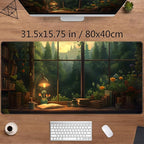 Anime Dark Green Plants Desk Mat Cute XXL Large Extended Mouse Pad Gaming - Image 2