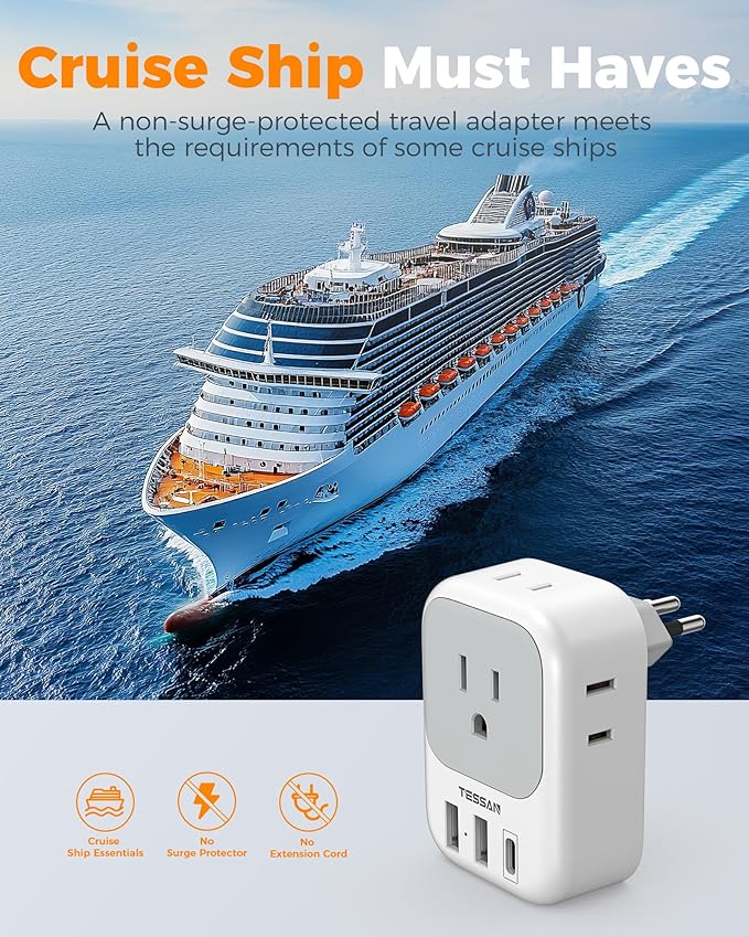 TESSAN Brazil Plug Adapter 2 Pack, 7 in 1 US to Brazil Power Adapter - Image 7