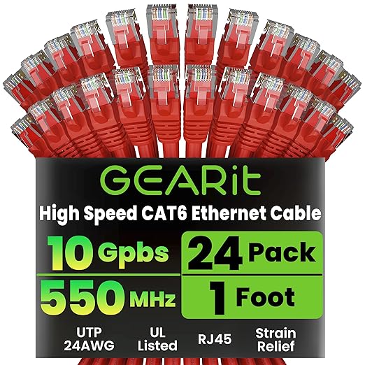 GearIT Cat 6 Ethernet Cable Cat6 Network Patch, Snagless Cord, Internet by GEARit