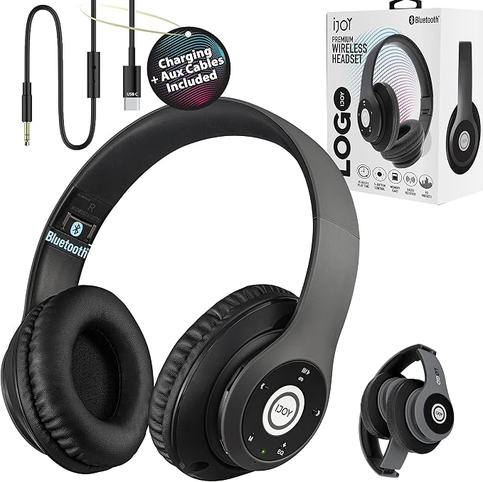 iJoy Bluetooth Headphones Over Ear, Wireless and Wired Foldable Headset - Image 9