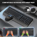 Wireless Keyboard and Mouse Combo, EDJO 2.4G Full-Sized Ergonomic Computer - Image 2