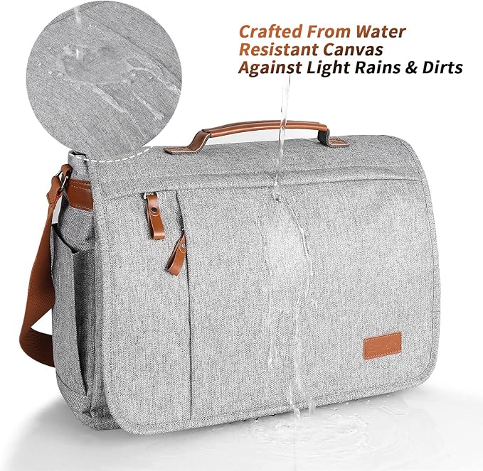 ESTARER Messenger Bag 17-17.3 Inch, Men's Computer Bag Water-resistant Canvas - Image 5