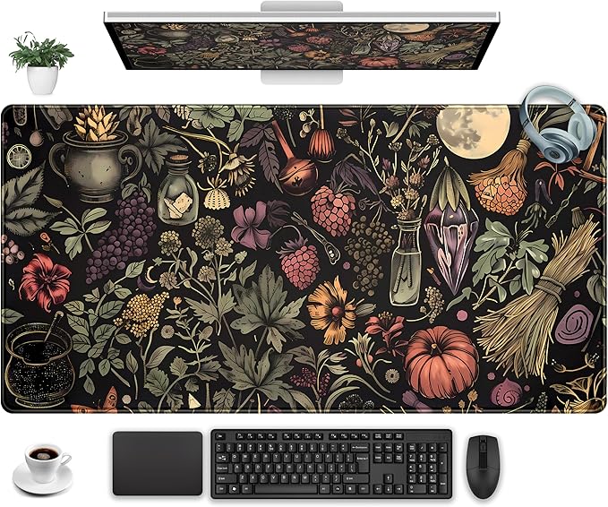 Desk Mat Botanical Witchery Mouse Pad Gaming Mat Dark Keyboard Mat, Long Mouse by Unknown