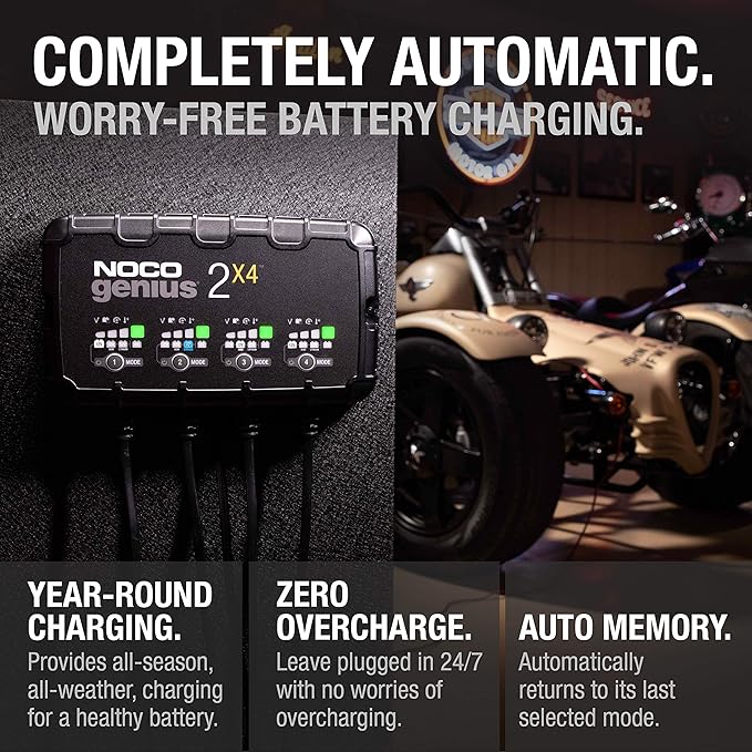 NOCO GENIUS2X4: 8A 4-Bank Smart Battery Charger - 6V/12V Automatic Maintainer - Image 5