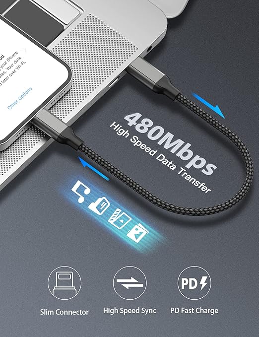 1ft USB C to Lightning Cable Short, 12inch Nylon Braided Type C to Lightning - Image 5
