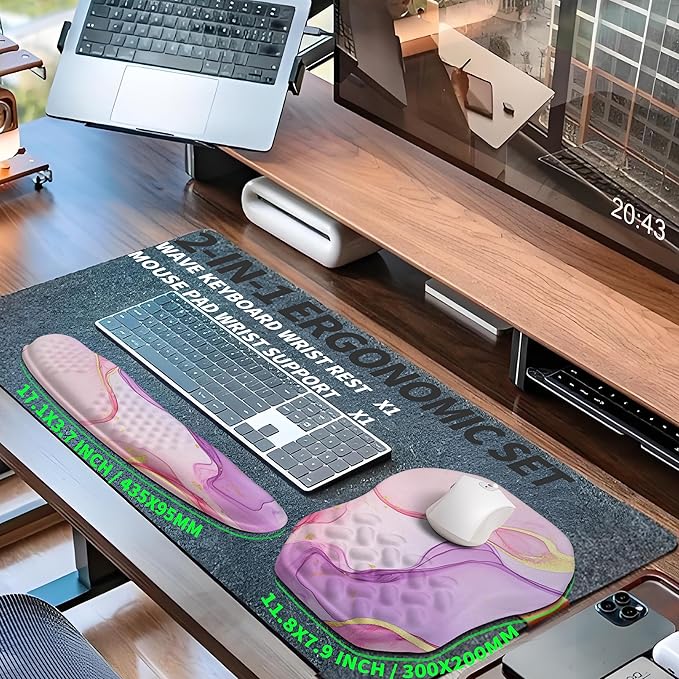2-in-1 Ergonomic Set, Wave Keyboard Wrist Rest and Massage Slope Mouse Pad - Image 5