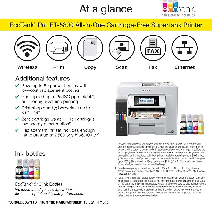 Epson EcoTank Pro ET-5800 Wireless Color All-in-One Supertank Printer - Image 5