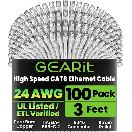 GEARit Cat 6 Ethernet Cable Cat6 Network Patch, Snagless Cord, Internet by GEARit